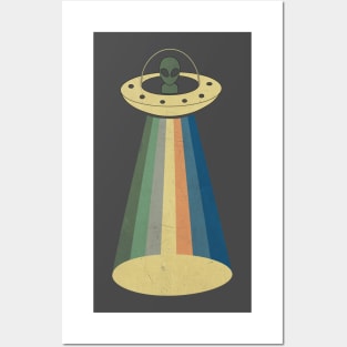 Vintage Alien UFO Abduction Retro Posters and Art